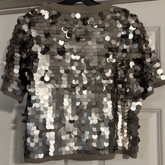 NWT J.Crew Bronze Sequin Tee (cotton) Sz Medium. MSRP $168. Sale $56 - Picture 5 of 8